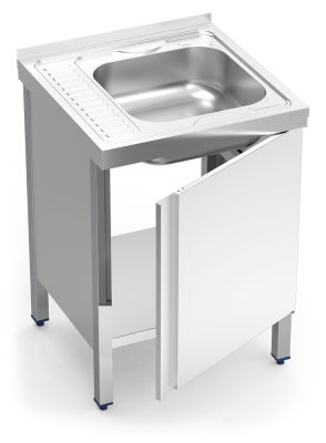 Spüle mit Klapptür und Abtropfregal Links Serie 6.6 Compact