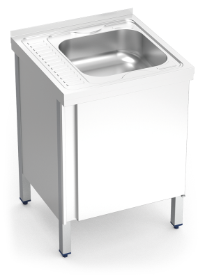 Spüle mit Klapptür und Abtropfregal Links Serie 6.6 Compact