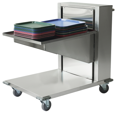 Edelstahlwagen mit hebesystem für tabletts