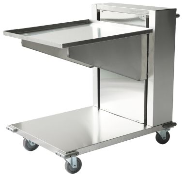 Edelstahlwagen mit hebesystem für tabletts