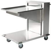 Edelstahlwagen mit hebesystem für tabletts