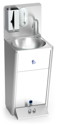 Handwaschbecken, automatisch mit Warm und Kaltwasser + Aufkantung