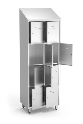 Edelstahl-Schließfachschrank mit 8 Fächern