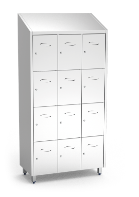 Edelstahl-Schließfachschrank mit 12 Fächern