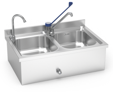 Doppeltes Becken, Handwaschbecken u.Spülbecken aus Edelstahl