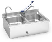 Doppeltes Becken, Handwaschbecken u.Spülbecken aus Edelstahl