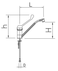Mischbatterie mit Unterarmhebelmischer, Einlochmontage