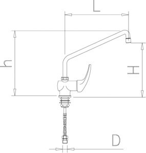 Mischbatterie mit Einhebelmischer und hohem Auslauf, Einlochmontage