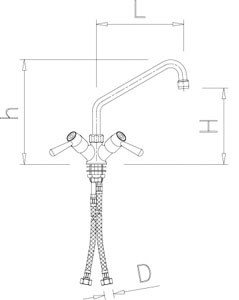 Mischbatterie mit Schwenkhahn, Einlochmontage, Modell 1/4 Drehung