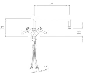 Mischbatterie mit extra niedrigem Schwenkhahn, Einlochmontage