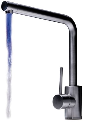 Einhebel-Wasserhahn aus rostfreiem Edelstahl mit LED-Temperaturanzeige und gerad