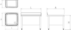 Spültisch aus Edelstahl mit Überlauf