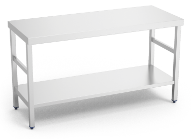 Arbeitstisch aus Edelstahl mit Grundboden