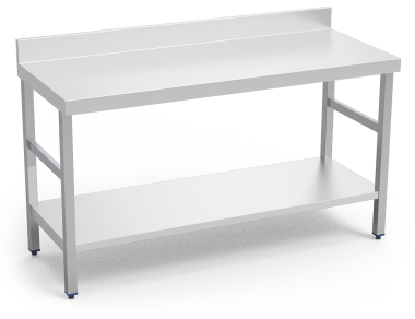 Arbeitstisch aus Edelstahl mit Grundboden und Aufkantung