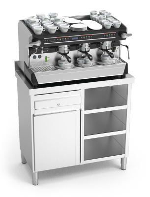Kaffeeschrank aus Edelstahl