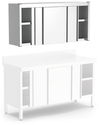 Schrank aus Edelstahl mit Schiebetüren