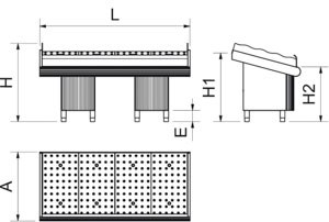 Fischtheke mit Standfuß aus Edelstahl 3 m