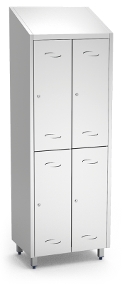 Spind, Umkleideschrank mit zwei Abteilen und 4 Türen, aus Edelstahl (inkl. 8 Kle
