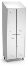 Spind, Umkleideschrank mit zwei Abteilen und 4 Türen, aus Edelstahl (inkl. 8 Kle