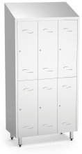Spind, Umkleideschrank mit zwei Abteilen und 6 Türen, aus Edelstahl (inkl. 12 Kl