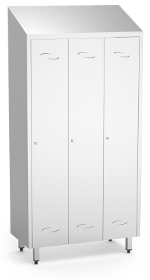 Spind, Umkleideschrank mit einem Abteil und 3 Türen, aus Edelstahl