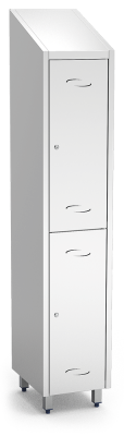 Spind, Umkleideschrank mit zwei Abteilen und 2 Türen, aus Edelstahl