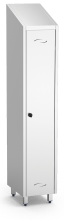 Putzschrank mit einer Tür aus Edelstahl