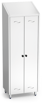 Schrank aus Edelstahl mit Regalböden und 2 Türen