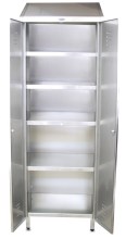 Schrank aus Edelstahl mit Regalböden und 2 Türen