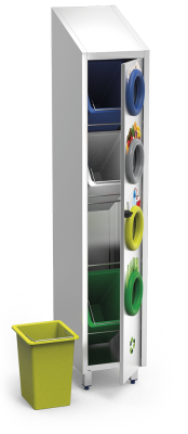 Recycling-Container aus Edelstahl, vertikal
