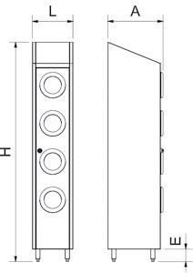 Recycling-Container aus Edelstahl, vertikal