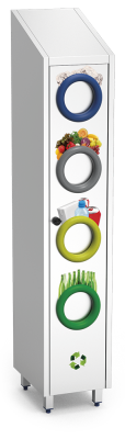 Recycling-Container aus Edelstahl, vertikal