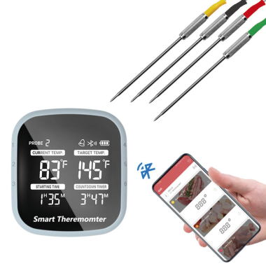 Bluetooth-Grillthermometer mit 4 Fühlern